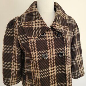 725 Originals | Cropped Dark Academia Wool Blend Pea Coat | Size Medium